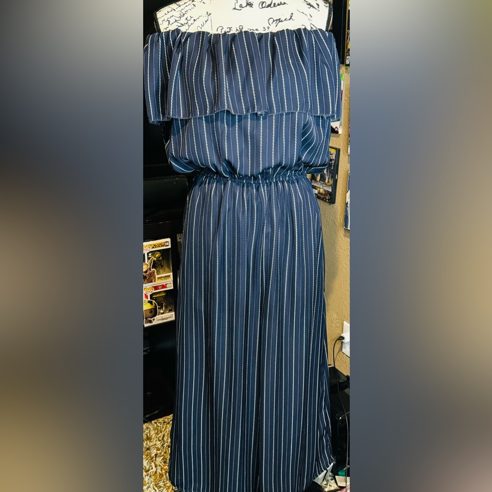 stripe blue jumpsuit